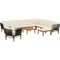 vidaXL 12 stk. Massives Akazienholz & Seil Natur