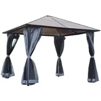 StarTech.com Gartenpavillon - Gazebo 3 x 3 m - Polycarbonatdach - Vorhänge mit Moskitonetz - Aluminiumgestell - Armeegrün
