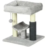 StarTech.com Kratzbaum Kletterturm für Katzen - Kratzsäule - 3 Ebenen - Sisalstämme - Hängeball Spielzeug - Höhe 48 cm - Armeegrün