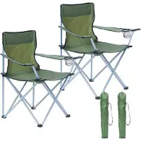 Markenlos Faltbarer Campingstuhl-Set, 2 Stück – Angelstuhl, klappbar, mit Getränkehalter – Campingstuhl mit Armlehnen und Tragetasche – Leichte Campingstühle, bis zu 120 kg Tragkraft