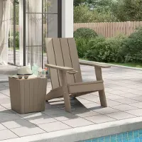 Markenlos Hellbrauner Adirondack-Gartenstuhl für den Außenbereich, Terrassenstuhl aus Polypropylen, 75x88,5x89,5 cm