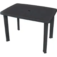 StarTech.com Gartentisch - Rechteckiger Kunststofftisch 101×68×72 cm - Wetterfest - Mit Schirmloch - Leicht - Schwarz