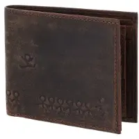 OXMOX Leder Geldbörse Leather RFID Protect Querscheinbörse Jumping Jack 2.0 Embossed Vintage Dark Brown dunkelbraun