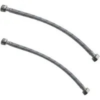OEM Flexibele Aansluitslang Set 2-teilig 400 mm M 1/2 Zoll - M/V - Für Hebezeuge und Mischpumpen - Edelstahlbeschichtung - Max. 90 °C - Erweiterungsschlauch
