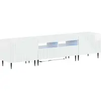 Syfax 3-teiliges LED TV Regal Hochglanz Weiß Holzwerkstoff