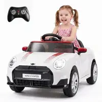 Costway Kinderauto 12V im BMW Mini Design, Elektroauto mit 2,4-G Fernbedienung, LED, Hupe, Musik & 35W Motoren, 3-6km/h, bis 30kg,für Kinder 3-8 Jahre