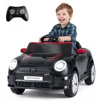 Costway Kinderauto 12V im BMW Mini Design, Elektroauto mit 2,4-G Fernbedienung, LED, Hupe, Musik & 35W Motoren, 3-6km/h, bis 30kg,für Kinder 3-8 Jahre