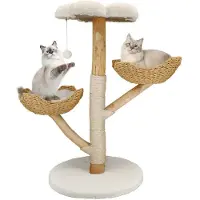 StarTech.com Katzenkratzbaum - Kletterturm für Katzen - 4 Ebenen - Sisal Kratzsäulen - Weiche Plüschkissen - 60x111 cm - Für mehrere Katzen - Naturholz & Weiß