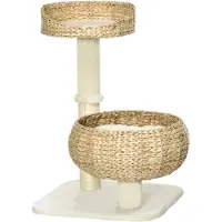 StarTech.com Katzen Kratzbaum - 3 Ebenen Kletterbaum - Höhe 72 cm - Sisalstamm - Höhle und Plattform - Hängender Ball