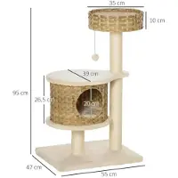StarTech.com Kratzbaum Katze 95 cm - Kletterturm - Mit Höhle und Spielball - Mehrstöckig - Sisalstämme - Große Liegefläche - Für Katzen bis 5 kg - Armeegrün