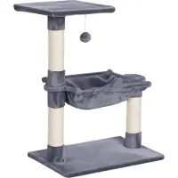 StarTech.com Kratzbaum für Katzen - Kletterbaum - 70 cm hoch - 3 Ebenen - Hängematte und große Plattform - Sisalstamm mit Plüschball