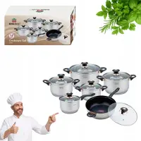 KINGHOFF Edelstahl Topfset Induktion Gas 12-teilig mit Deckeln
