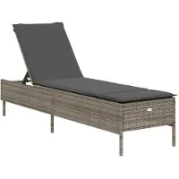 vidaXL 3-tlg. Sonnenliegen-Set mit Auflage Grau Poly Rattan