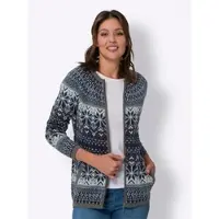 Sieh an! Jacquard-Strickjacke in marine-bleu-gemustert | Gr.: 54