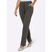 Sieh an! Schlupfhose SIEH AN "Jersey-Hose Jerseyhose mit Tunnelzug und Bindeband", Damen, Gr. 50, N-Gr, grau (graphit), Sweatware, , Basic, Hosen Schlupfhose