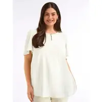Sheego Longbluse , Damen, Gr. 50, weiß (ecru), 100% Polyester, unifarben, Rundhals, Blusen Longbluse