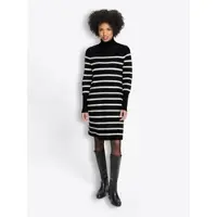 HEINE Strickkleid in schwarz-ecru-gestreift | Gr.: 40