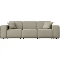 WFL GROUP Gartensofa Outdoor 3-Sitzer – Sofa Garten in Beige für Terrasse, Balkon & Wintergarten – Freistehendes Lounge Sofa mit Armlehnen – Pflegeleichter Kunstleder-Bezug – Lorento, EU - Taupe