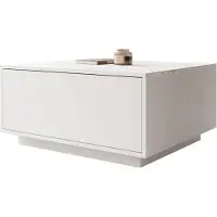 Mirjan 24 Couchtisch Bavro, Wohnzimmer Kaffeetisch (Farbe: Weiß / Weiß + Weiß Marmor)