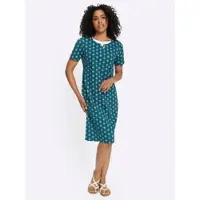 Sieh an! Jersey-Kleid in aquapetrol-magenta-bedruckt | Gr.: 50