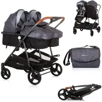 Chipolino Geschwisterkinderwagen Duo Smart klappbar umbaubar verstellbar Fußsack