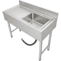 StarTech.com Freistehendes Edelstahlspülbecken - Einzelbecken - Ohne Armatur - 100 x 50 x 80 cm - Tragfähigkeit 150 kg - Höhenverstellbare Beine 1–3 cm - Silber