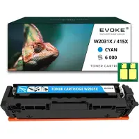 Evoke Kompatible Tonerkartusche HP W2031X (415X) Cyan mit Chip, 6.000 Seiten, für Color LaserJet Pro M454dn/M454dw/M479fdw/M479fdn/M479dw