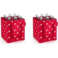 Unyqoos Reisenthel Accessories Gilching – 2‑teiliges Set Flaschentaschen & Flaschenhalter für Einkaufstasche, Mixed Dots Chilli Red