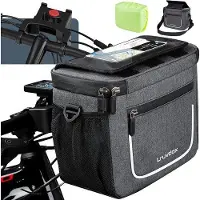 Unyqoos Lenkertasche mit Adapter für Fahrrad & E‑Bike, 5 L wasserdichte Fronttasche, Smartphone‑Halter mit empfindlichem TPU‑Touchscreen, abnehmbarer Schulterriemen