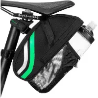 Unyqoos Satteltasche Nylon 900 x 600D, regendicht (nicht 100% wasserdicht), kratzbeständig, Grün – 8,2/8,5 x 24 x 9,6/10,5 cm, 178 g, für MTB & Rennrad