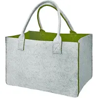 Unyqoos Filz-Einkaufstasche 40 x 25 x 20 cm – 4 mm Filz, große wiederverwendbare Einkaufstasche mit Griff, praktischer Aufbewahrungs- und Holztragekorb, faltbar