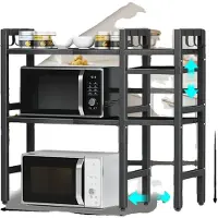 OEM Mikrowellenofenregal, verstellbare Ebenen, robuste Stahlkonstruktion, 3-Tier-Schwarz