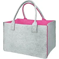Unyqoos Filz-Einkaufstasche 40 x 25 x 20 cm, 4 mm Filz – große Einkaufstasche mit Henkel, praktische Aufbewahrungs- & faltbare Kaminholz-Tasche, Rosa