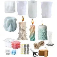 Unyqoos Kerzen gießen DIY-Set – 6 Silikon-3D-Formen, 30 Dochte & Zubehör, ungiftig & hitzebeständig für Duft- und Deko-Kerzen
