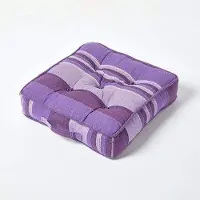 Unyqoos Sitzkissen Morocco 40 x 40 cm – dekoratives, gestreiftes Stuhlkissen aus 100% Baumwolle mit Polyester-Füllung, lila/blau, für Sofa & Boden