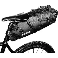 Unyqoos Wasserdichte Fahrradsatteltasche, 10 L (47×15×16 cm) – 840D PVC/Nylon, für Rennrad & Mountainbike, werkzeugfreie Klett- & Schnallenbefestigung, reflektierend
