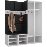 Mirjan 24 Garderoben-Set Orion III, Garderobe mit Sitzbank mit 11 x Wandpanel 42x42 (Farbe: Cashmere, Polo 889)