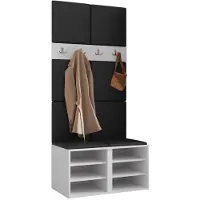 Mirjan 24 Garderoben-Set Orion IV, Garderobe mit Sitzbank mit 8 x Wandpanel 42x42 (Farbe: Cashmere, Polo 889)