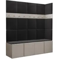 Mirjan 24 Garderoben-Set Orion II, Garderobe mit Sitzbank mit 19 x Wandpanel 42x42 (Farbe: Cashmere, Polo 897)