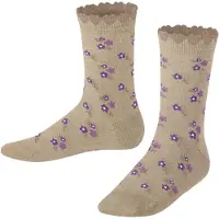 Falke Ditsy Flowers Kinder Socken, 27-30, Beige, Blumen, Baumwolle