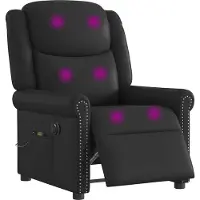 Syfax Relaxsessel Massage Elektrisch Glänzend Schwarz Kunstleder