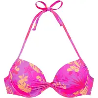 Venice beach Push-Up-Bikini-Top "Kaitlyn", Damen, Gr. 42, Cup C, pink (flieder, pink), Recycling-Polyamid, bedruckt, Bikini-Oberteile Push-Up-Bikini-Top, mit floralem Allover-Print