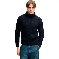 Superdry für Herren. M6110772A Jersey Jacob Cable Roll marineblau (L), Lässig, Wolle