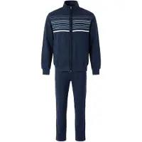 Hajo Sweater "Trainingsanzug Homewear Set Premium Komfort", Herren, Gr. XL, blau (dunkelblau), Obermaterial: 60% Baumwolle CO. 40% Polyester PES., Sweatshirts Sweater