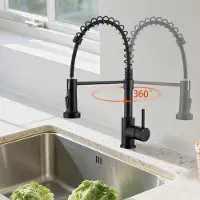 Aica Sanitär GmbH AICA Kš¹chenmischbatterie ausziehbar 2 Strahlarten 360¡ã schwenkbar Wasserhahn Schwarz Matt
