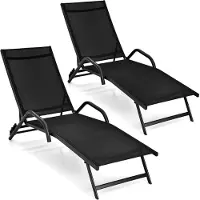 KOMFOTTEU 2er Set Sonnenliege, Liegestuhl mit verstellbaren Rückenlehne, Gartenliege bis 160 kg, Strandliege für Garden, Strand,Pool