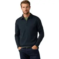 Hackett London für Herren. HM5800134 Sweatshirt-Polo mit Reißverschluss und Waffle-Logo mairno (M), Lässig, Polyester, Langarm, Marine