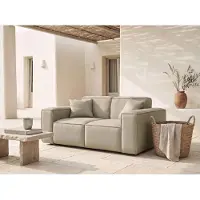 WFL GROUP Gartensofa Outdoor 2-Sitzer – Sofa Garten in Beige für Terrasse, Balkon & Wintergarten – Freistehendes Lounge Sofa mit Armlehnen – Pflegeleichter Kunstleder-Bezug – Lorento, EU - Taupe