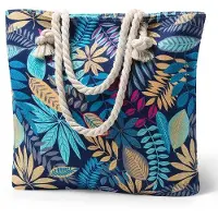 Benza Ibenzoa Reißfestes, faltbares Strand- & Einkaufstasche aus Canvas 41×38×7 cm – mit Reißverschluss & Innenfächern, Platz für 2–3 Handtücher