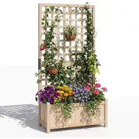 Northix Hochbeet mit Rankgitter und Wasserablauf, 76 x 32 x 143 cm